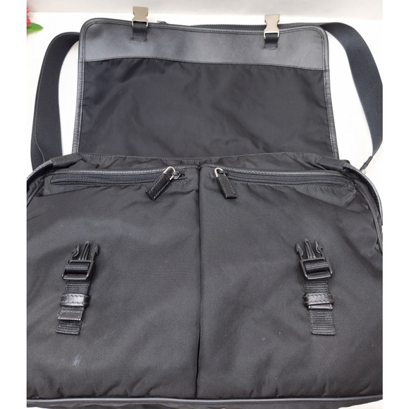 Prada Black Nylon Double Pushlock Flap Closure Messenger Crossbody Bag - Picture 8 of 16